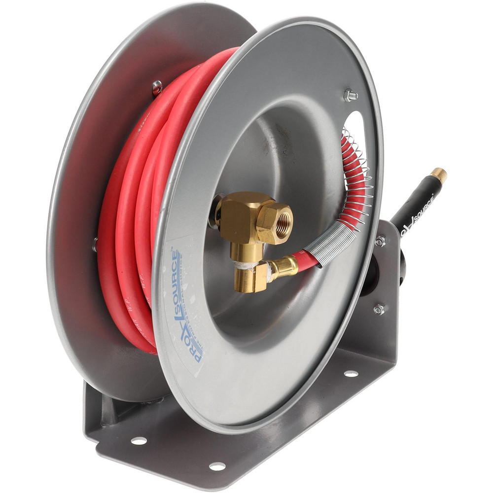 PRO-SOURCE Hose Reel with Hose: 1/4" ID Hose x 15', Spring Retractable - 2857521525PRO