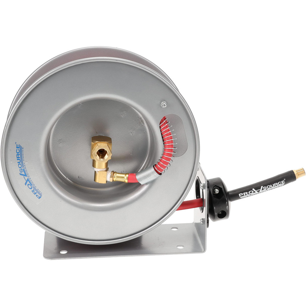 PRO-SOURCE Hose Reel with Hose: 1/4" ID Hose x 15', Spring Retractable - 2857521525PRO