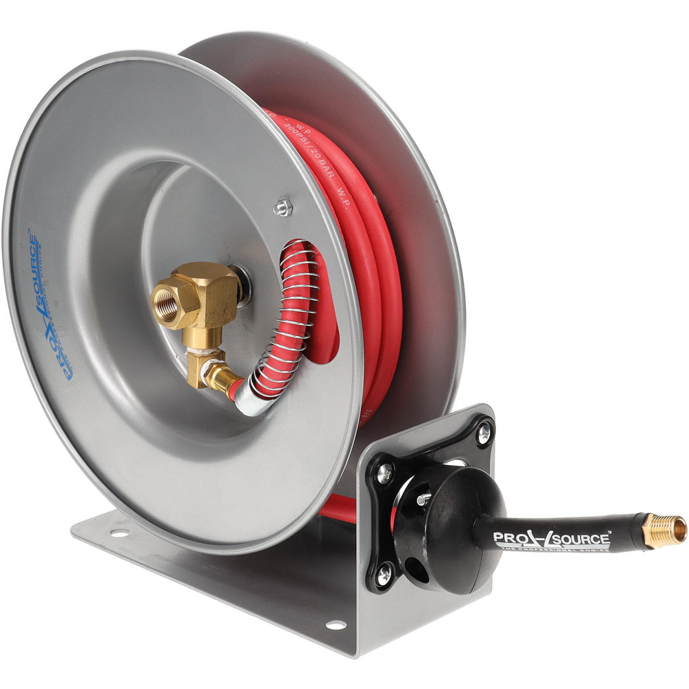 PRO-SOURCE Hose Reel with Hose: 1/4" ID Hose x 15', Spring Retractable - 2857521525PRO