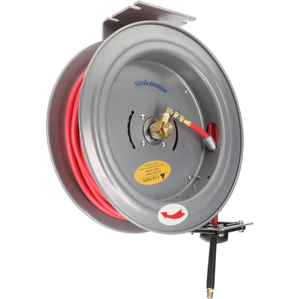 PRO-SOURCE Hose Reel with Hose: 1/4" ID Hose x 50', Spring Retractable - 2830025010PRO