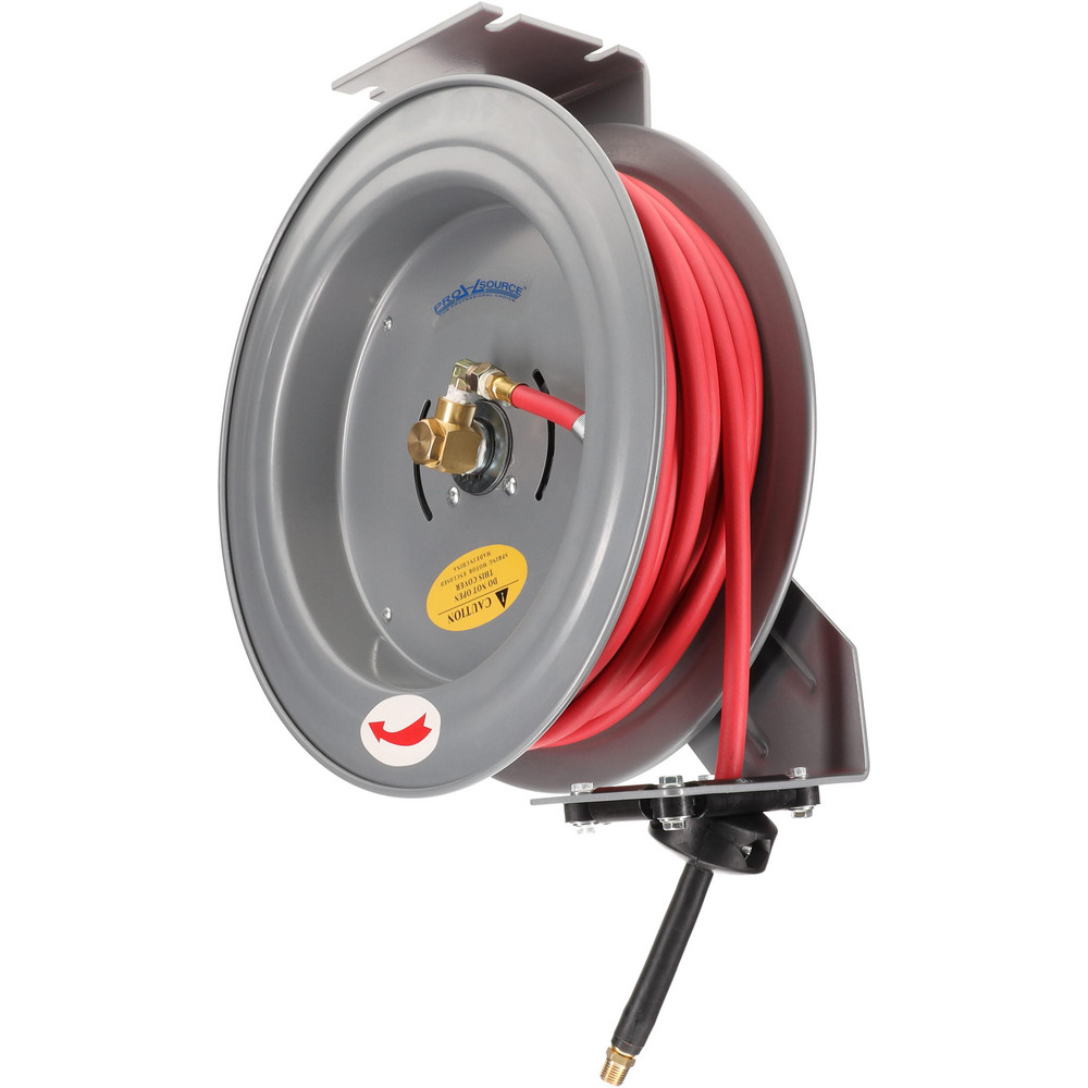 PRO-SOURCE Hose Reel with Hose: 1/4" ID Hose x 50', Spring Retractable - 2830025010PRO
