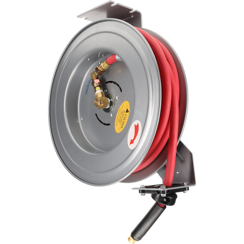 PRO-SOURCE Hose Reel with Hose: 1/4" ID Hose x 50', Spring Retractable - 2830025010PRO
