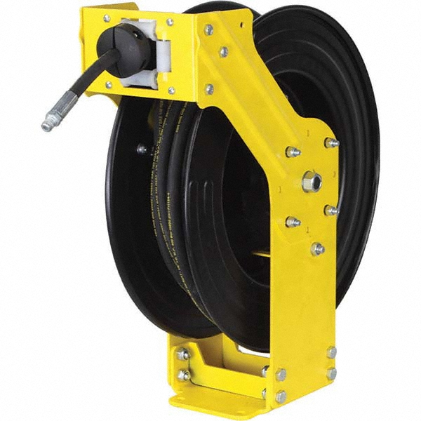 PRO-LUBE Hose Reel with Hose: 3/8" ID Hose x 50', Spring Retractable - HR/GR/15M/3-8/N