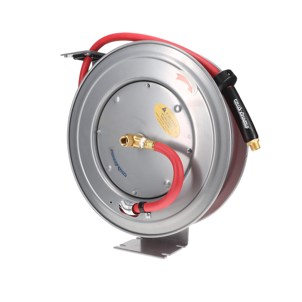 PRO-SOURCE Hose Reel with Hose: 1/2" ID Hose x 75', Spring Retractable - 2810057510PRO