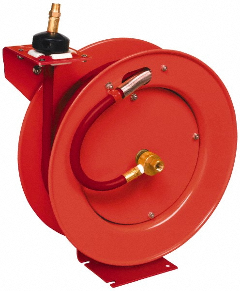 PRO-SOURCE Hose Reel with Hose: 1/2" ID Hose x 75', Spring Retractable - 2810057510PRO