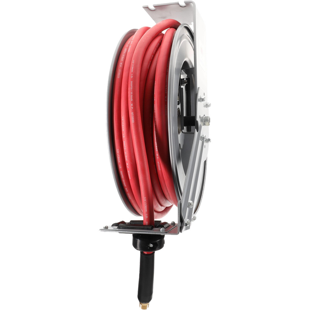 PRO-SOURCE Hose Reel with Hose: 1/2" ID Hose x 75', Spring Retractable - 2810057510PRO