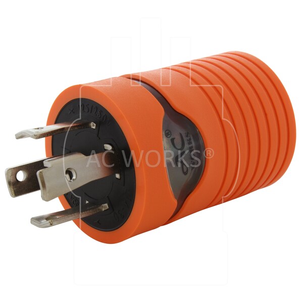 Ac Works L14-30P 30A 125/250V 4-Prong Plug - 5-15/20R Household 15/20A Connector - ADL1430520