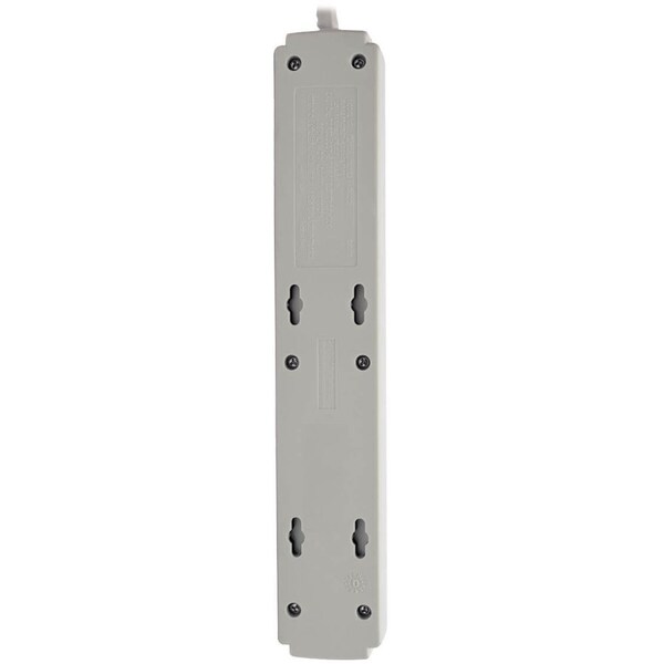 Tripp Lite Surge Protector, 6-Outlet, 8'Cord, 1-9/10"Wx1-1/5"Dx10-4/5"H, GY - TRPTLP608