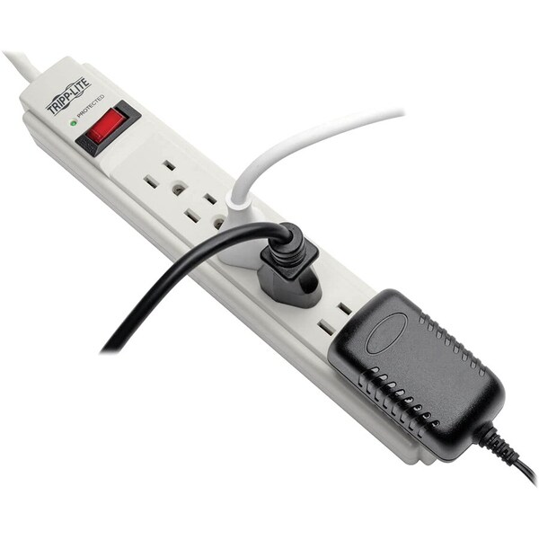 Tripp Lite Surge Protector, 6-Outlet, 8'Cord, 1-9/10"Wx1-1/5"Dx10-4/5"H, GY - TRPTLP608