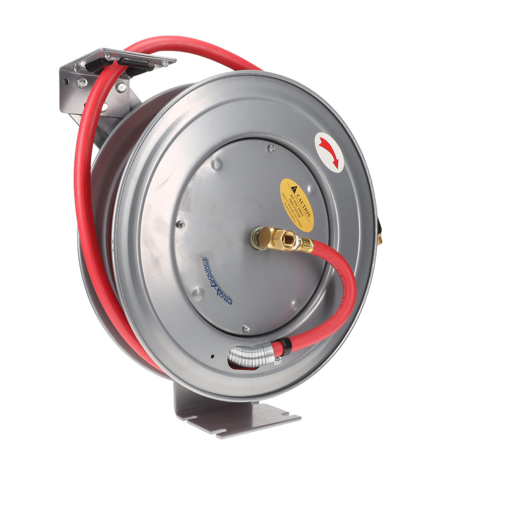 PRO-SOURCE Hose Reel with Hose: 1/2" ID Hose x 50', Spring Retractable - 2810055010PRO