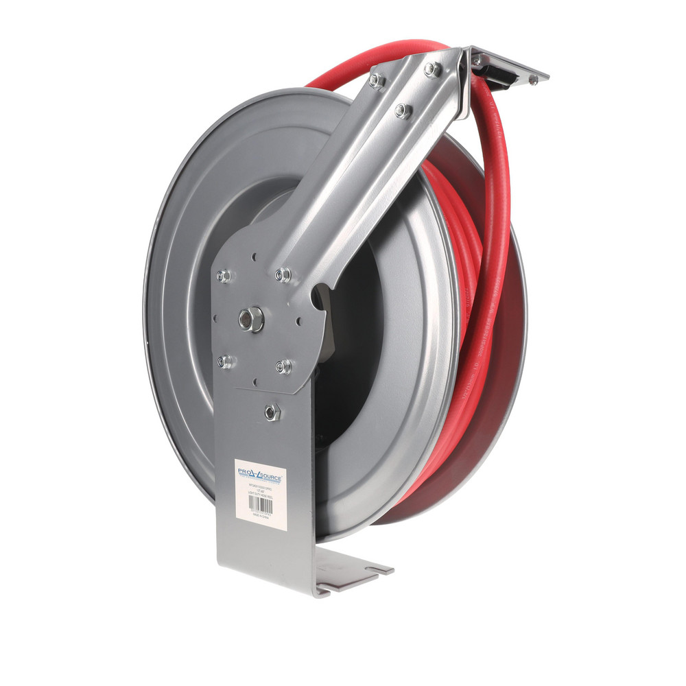 PRO-SOURCE Hose Reel with Hose: 1/2" ID Hose x 50', Spring Retractable - 2810055010PRO