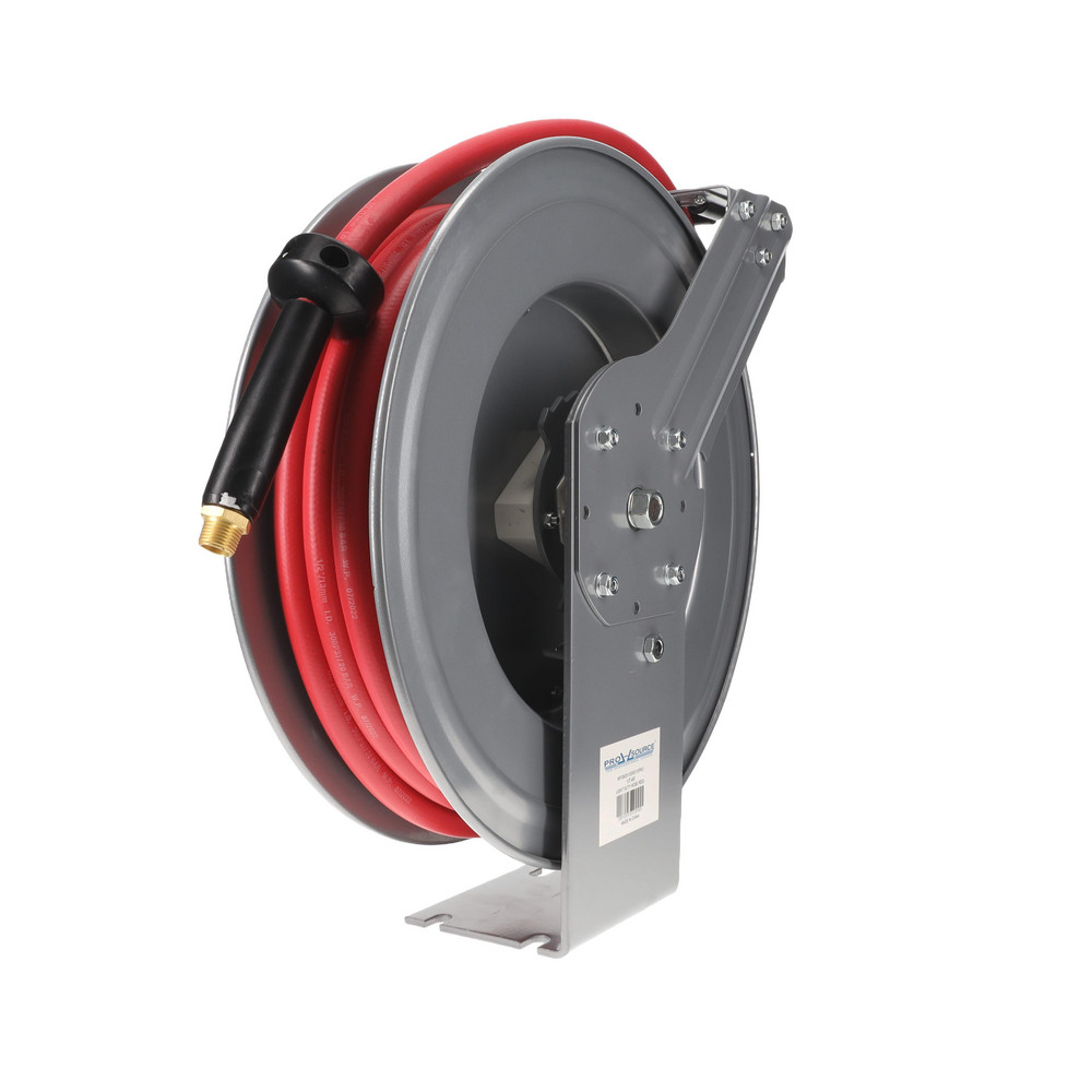 PRO-SOURCE Hose Reel with Hose: 1/2" ID Hose x 50', Spring Retractable - 2810055010PRO