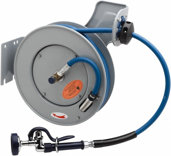 T&S Brass Hose Reel with Hose: 3/8" ID Hose x 35', Spring Retractable - B-7232-01