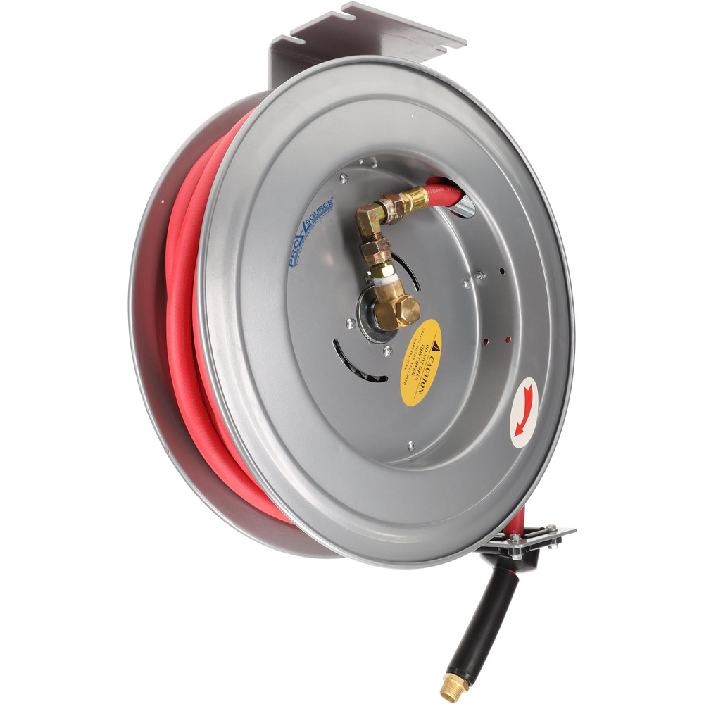 PRO-SOURCE Hose Reel with Hose: 1/2" ID Hose x 50', Spring Retractable - 2830055010PRO