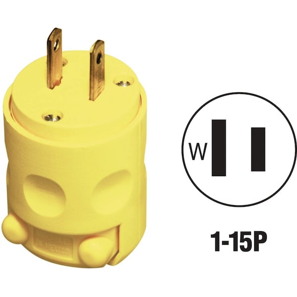 Leviton 15A 125V 2-Wire 2-Pole Residential Grade Cord Plug, Yellow - 000-115PV