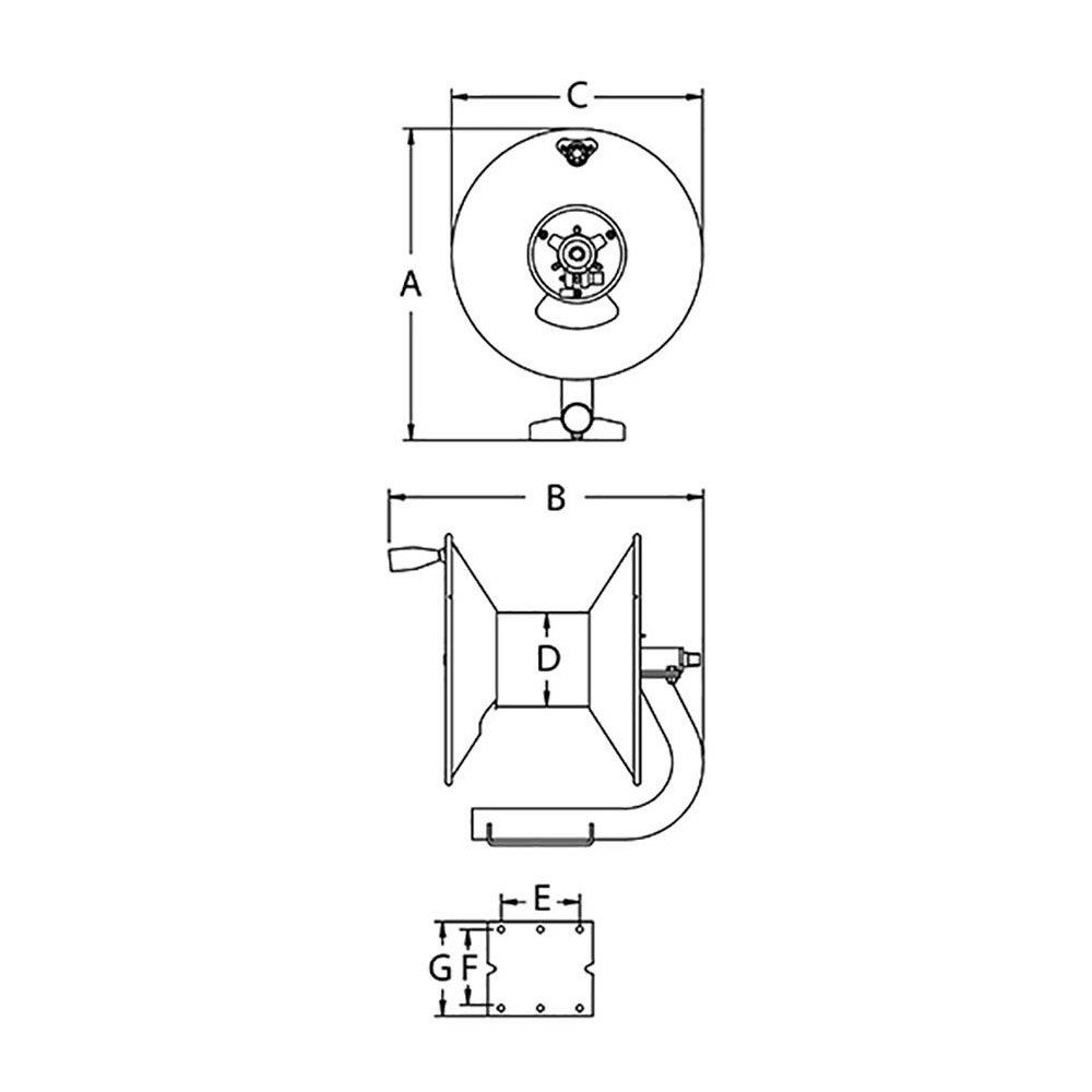 Reelcraft Hose Reel without Hose: 3/8" ID Hose, 50' Long, Hand Crank - CT6050HN