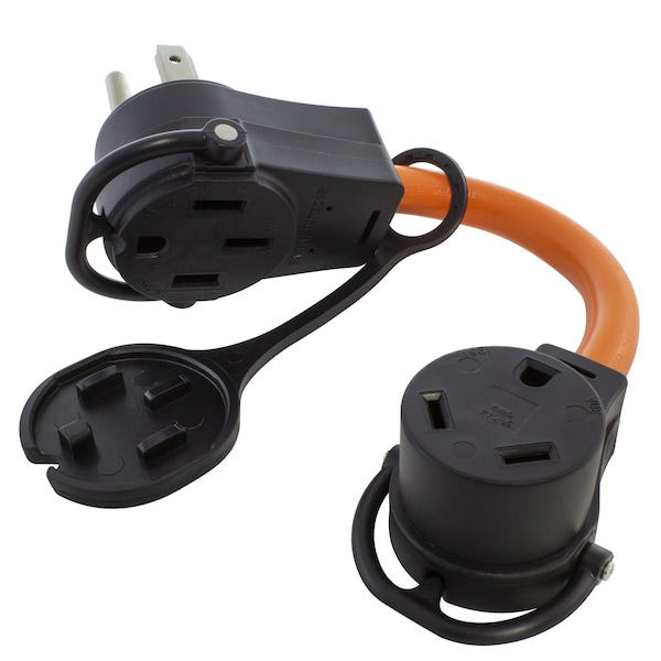 Ac Works 1FT 50A 14-50 Piggy-Back Plug with TT-30R Connector Adapter Cord - PB1450TT