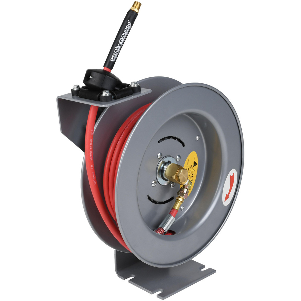 PRO-SOURCE Hose Reel with Hose: 1/4" ID Hose x 20', Spring Retractable - 2830022410PRO