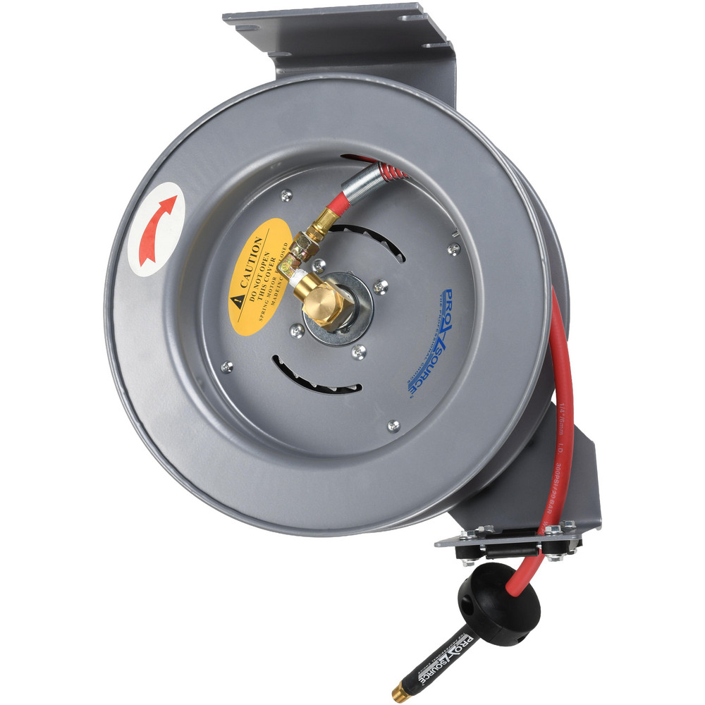 PRO-SOURCE Hose Reel with Hose: 1/4" ID Hose x 20', Spring Retractable - 2830022410PRO