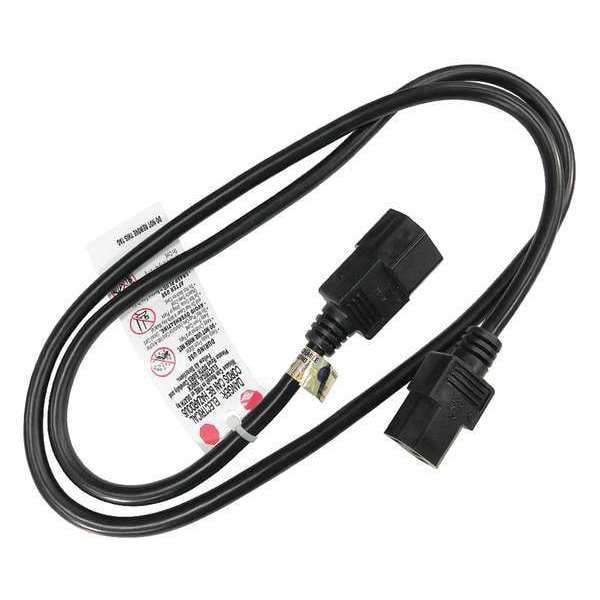 Zoro Select Power Cord, IEC C14, SJT, 3 ft., Blk, 10A, 16/3 - 5XFR5ID