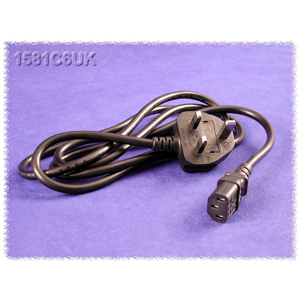 Hammond 6 ft. CORD, UK BS1363 TO IEC C13 - 1581C6UK