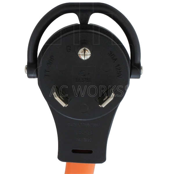 Ac Works 50ft RV 30A TT-30P Plug to 30A L5-30R RV/Marine Detachable Power Supply Cord - RVTTM30-050
