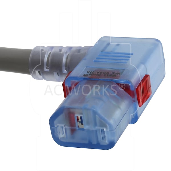 Ac Works 15FT 14/3 15A Medical Grade Power Cord with Locking Right Angle IEC C13 - MD15ARC13-180AL