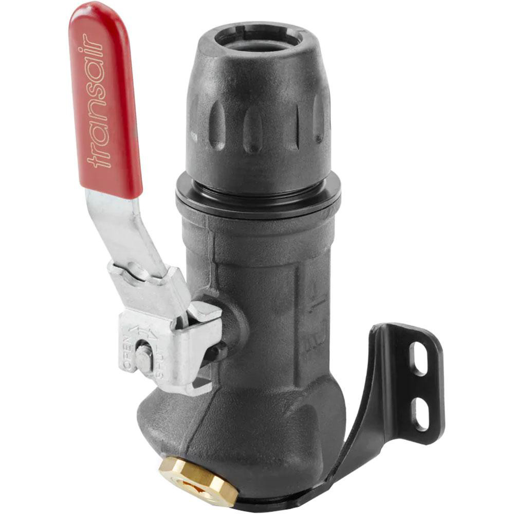 Transair Air Hose 45 degrees One Port Wall Bracket with Ball Valve: Plastic - 6679 17 22