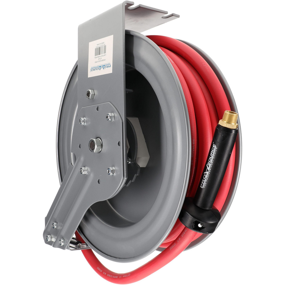 PRO-SOURCE Hose Reel with Hose: 1/2" ID Hose x 33', Spring Retractable - 2810053310PRO