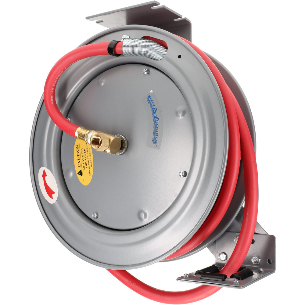 PRO-SOURCE Hose Reel with Hose: 1/2" ID Hose x 33', Spring Retractable - 2810053310PRO