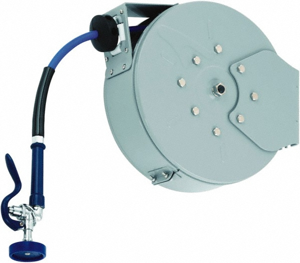 T&S Brass Hose Reel with Hose: 3/8" ID Hose x 30', Spring Retractable - B-7222-C01