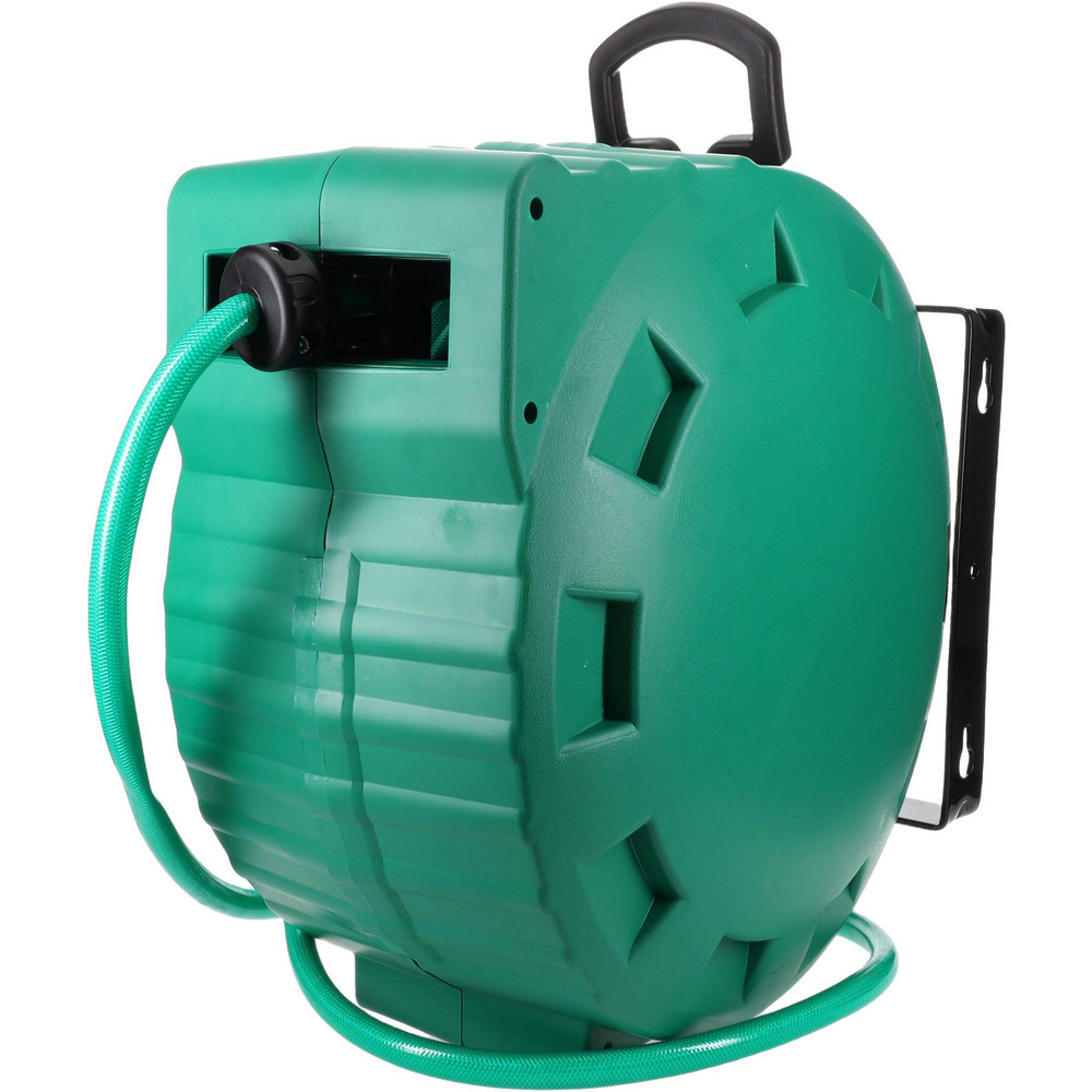 Value Collection Hose Reel with Hose: 5/8" ID Hose x 80', Spring Retractable, Polypropylene Reel, Green - G760255
