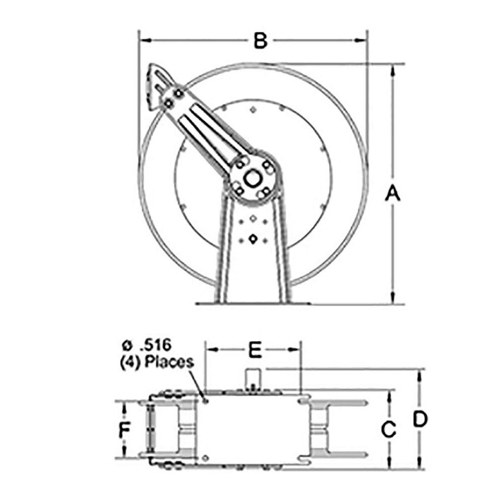Reelcraft Hose Reel with Hose: 1/2" ID Hose x 50', Spring Retractable - TH88050 OMP