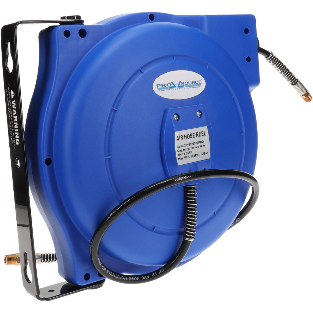 PRO-SOURCE Hose Reel with Hose: 1/4" ID Hose x 33', Spring Retractable - 2810023320PRO