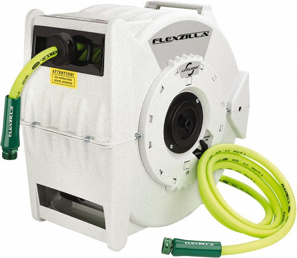PRO-SOURCE Hose Reel with Hose: 1/4" ID Hose x 33', Spring Retractable - 2810023320PRO