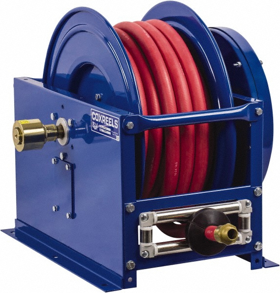 CoxReels Hose Reel with Hose: 1" ID Hose x 75', Spring Retractable - SLP-675