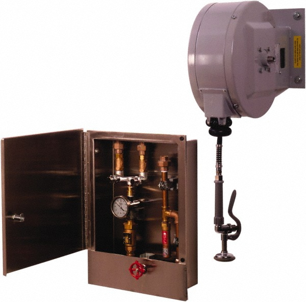 T&S Brass Hose Reel with Hose: 3/8" ID Hose x 30', Spring Retractable - B-2339