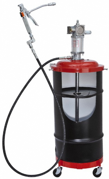 PRO-LUBE Hose Reel with Hose: 1/4" ID Hose x 50', Spring Retractable - HRGRS15M14N-APG