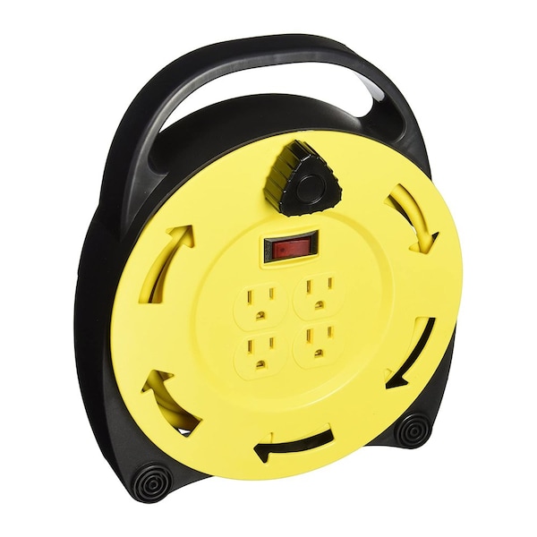 Prime Wire & Cable 25' 16/3 Sjt Yellow Cord Caddy W/4-Outlets - PW-CR220625