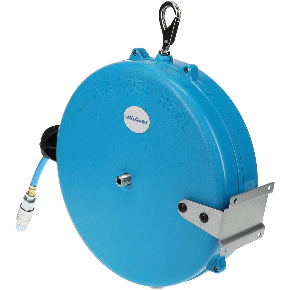 PRO-SOURCE Hose Reel with Hose: 1/4" ID Hose x 28', Spring Retractable - 2810022720PRO