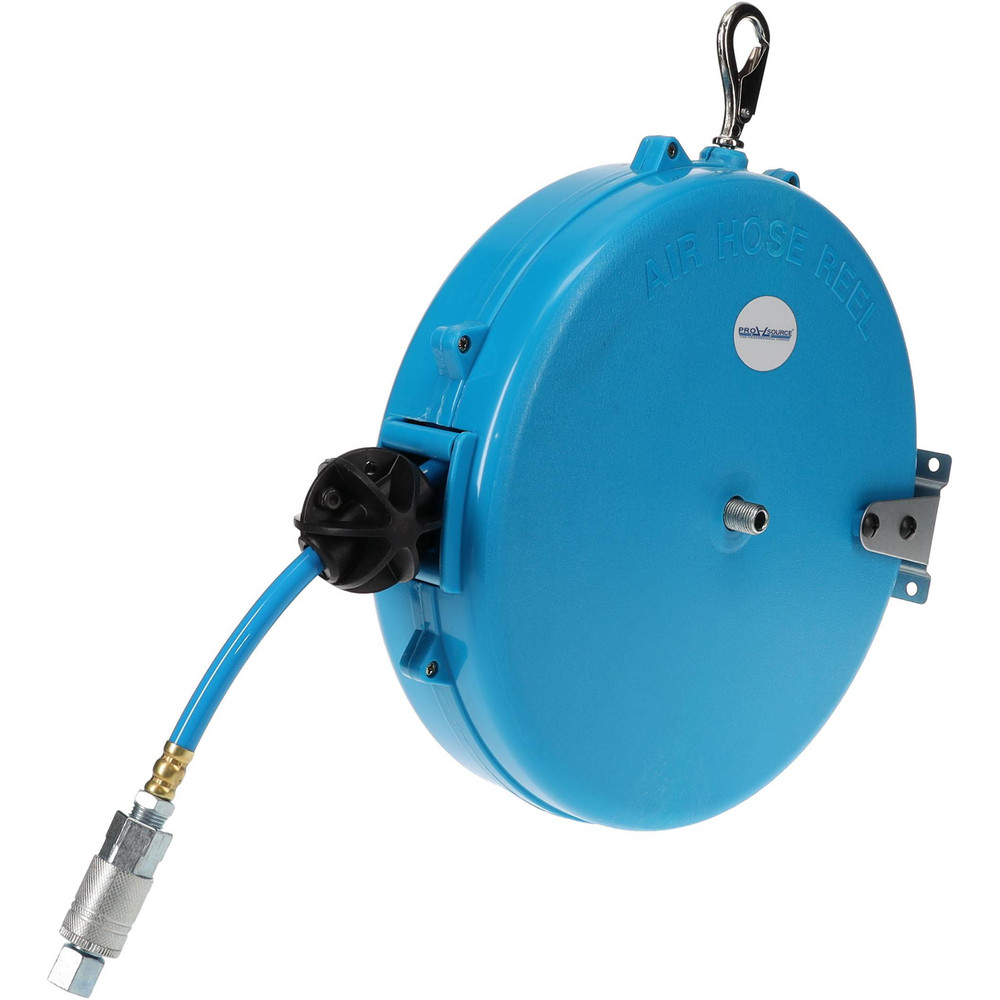 PRO-SOURCE Hose Reel with Hose: 1/4" ID Hose x 28', Spring Retractable - 2810022720PRO
