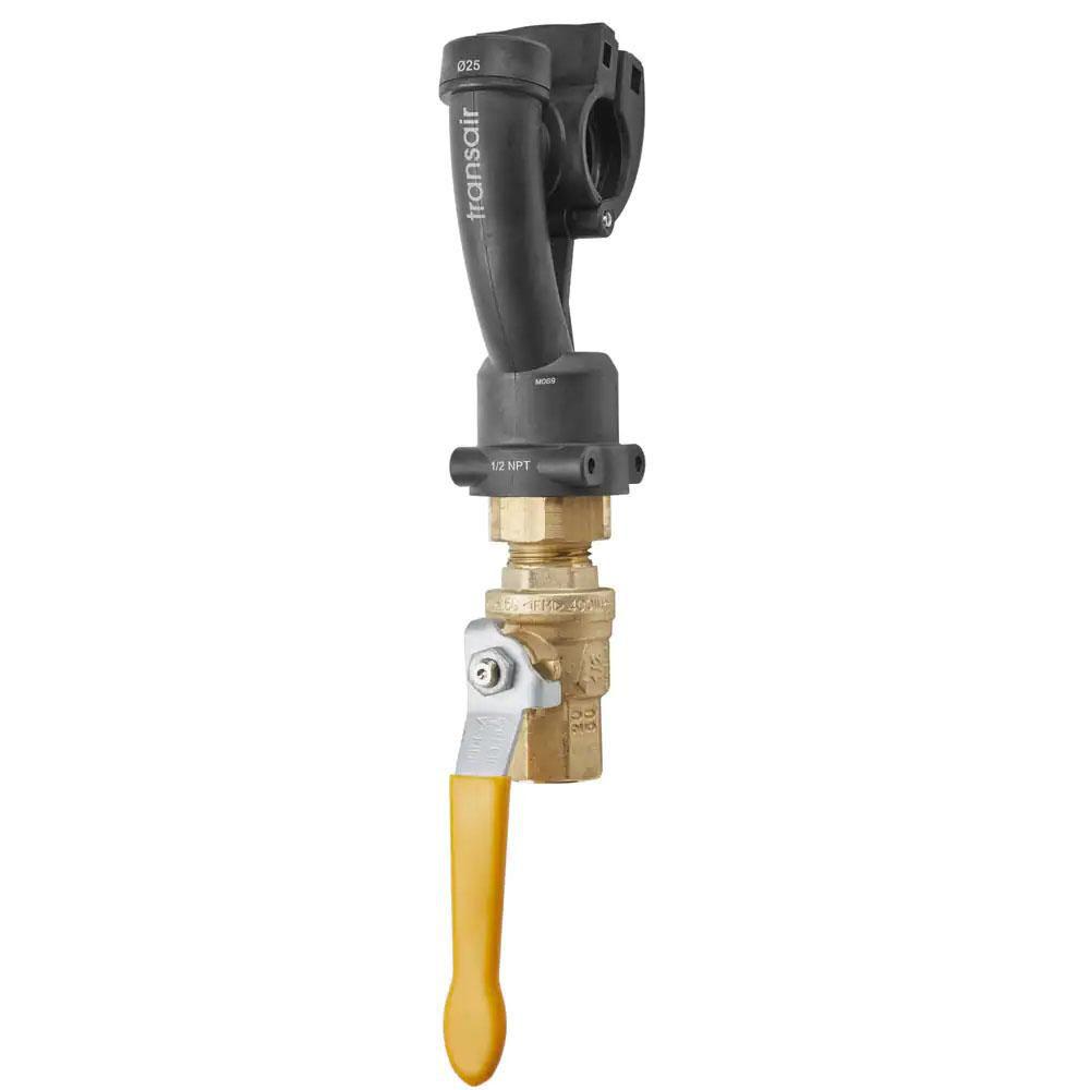 Transair Air Hose Wall Bracket with Ball Valve: Plastic - 6668 25 22