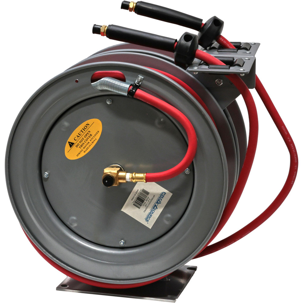 PRO-SOURCE Hose Reel with Hose: 1/2" ID Hose x 50', Spring Retractable - 7948129/4324915