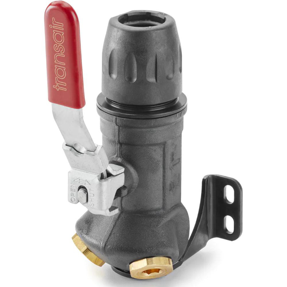 Transair Air Hose 45 degrees Two Port Wall Bracket with Ball Valve: Plastic - 6694 25 22