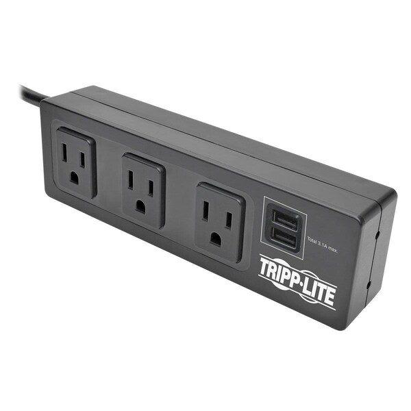 Doomsday 3 Outlet Mountable Surge Protector Power Strip, 2 USB Charging Ports, 10 ft. Cord - DO329887