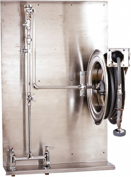 T&S Brass Hose Reel with Hose: 3/8" ID Hose x 30', Spring Retractable - B-1436