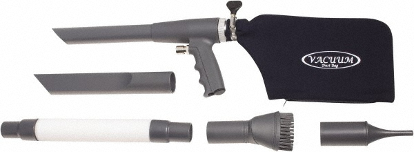 US Airtool Portable Vacuum Air Gun Kit with Round Brush, Crevice Tool & 5" Wide Nozzle - 53-A1080