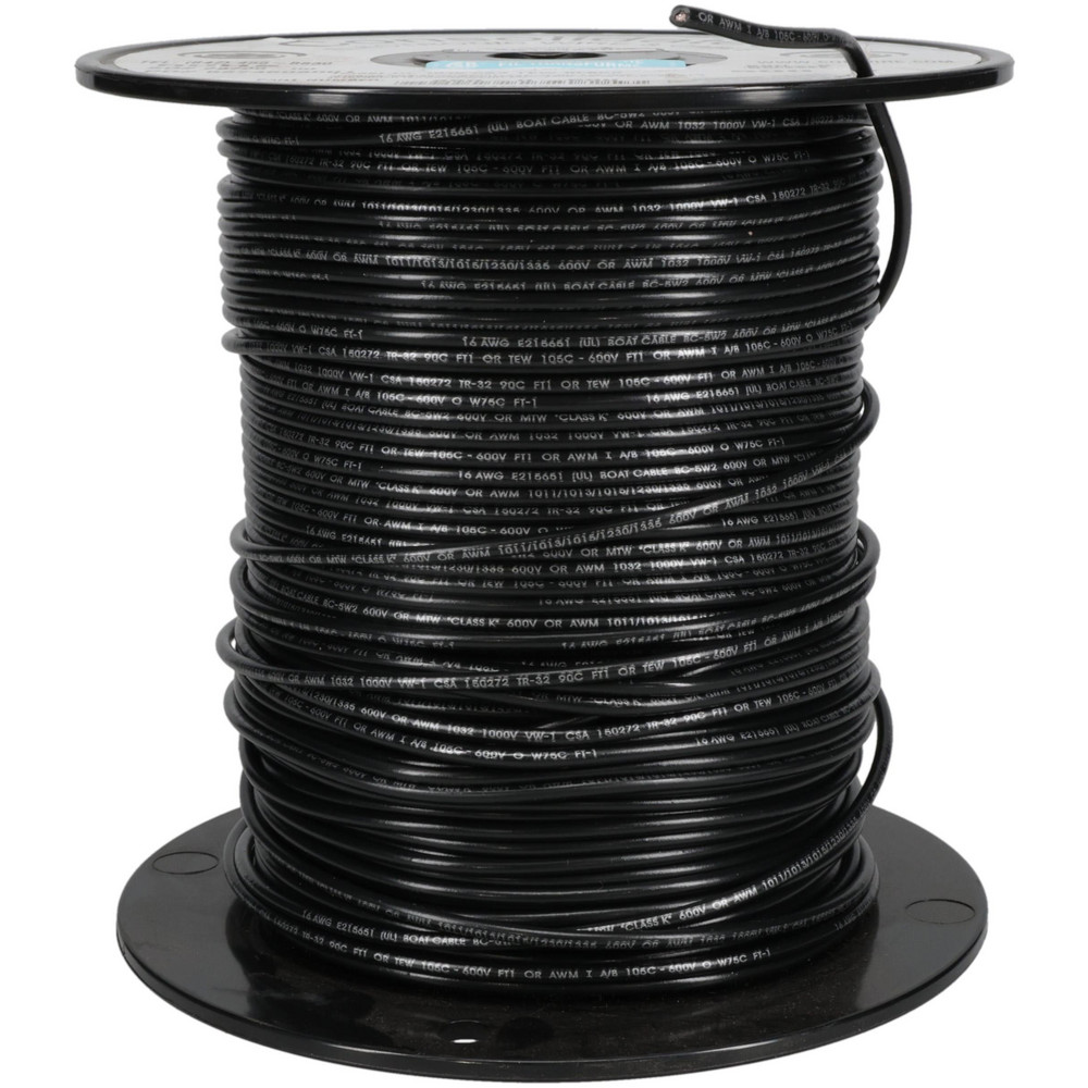 Alpha Wire 16 AWG, 1 Strand, 305 m OAL, Tinned Copper Hook Up Wire - 3057/1 BK001