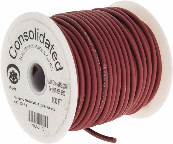 Made in USA 18 AWG, 65 Strand, 100' OAL, Tinned Copper Hook Up Wire - 1009-2-100