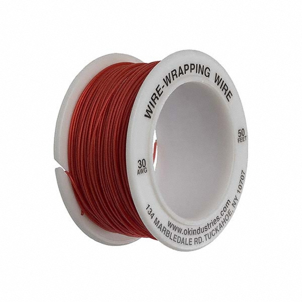OK Industries 30 AWG, 1 Strand, 30.4 m OAL, Copper Hook Up Wire - R30G-0100